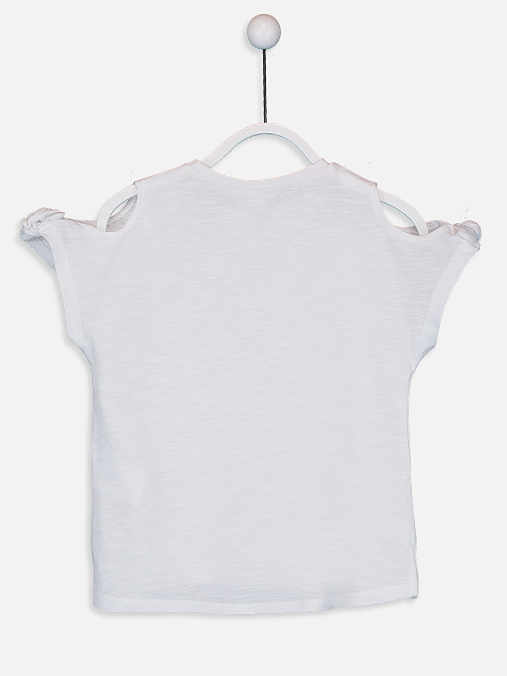 Beyaz Bisiklet Yaka Kısa Kollu Kız Çocuk Tişört-2