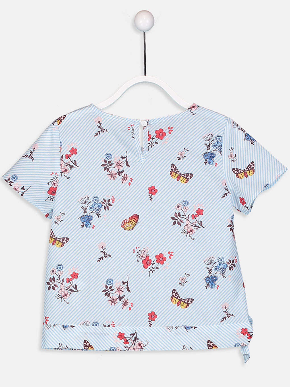 Mavi Bisiklet Yaka Kısa Kollu Kız Çocuk Bluz-1