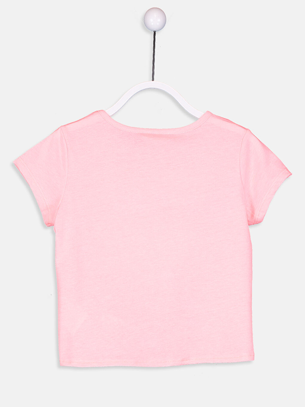 Pembe Bisiklet Yaka Kısa Kollu Kız Çocuk Tişört-1