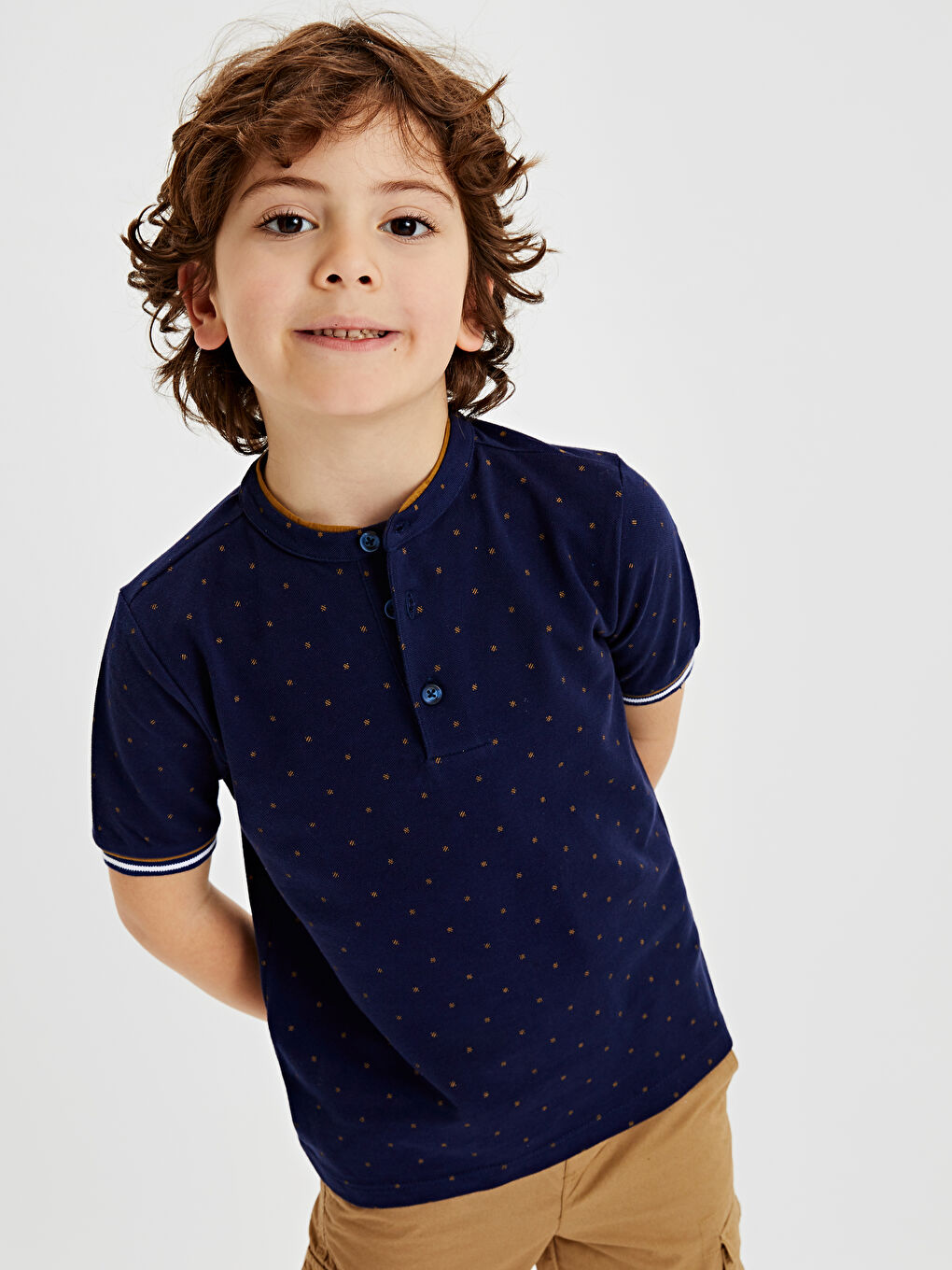 Lacivert Baskılı Tişört-4