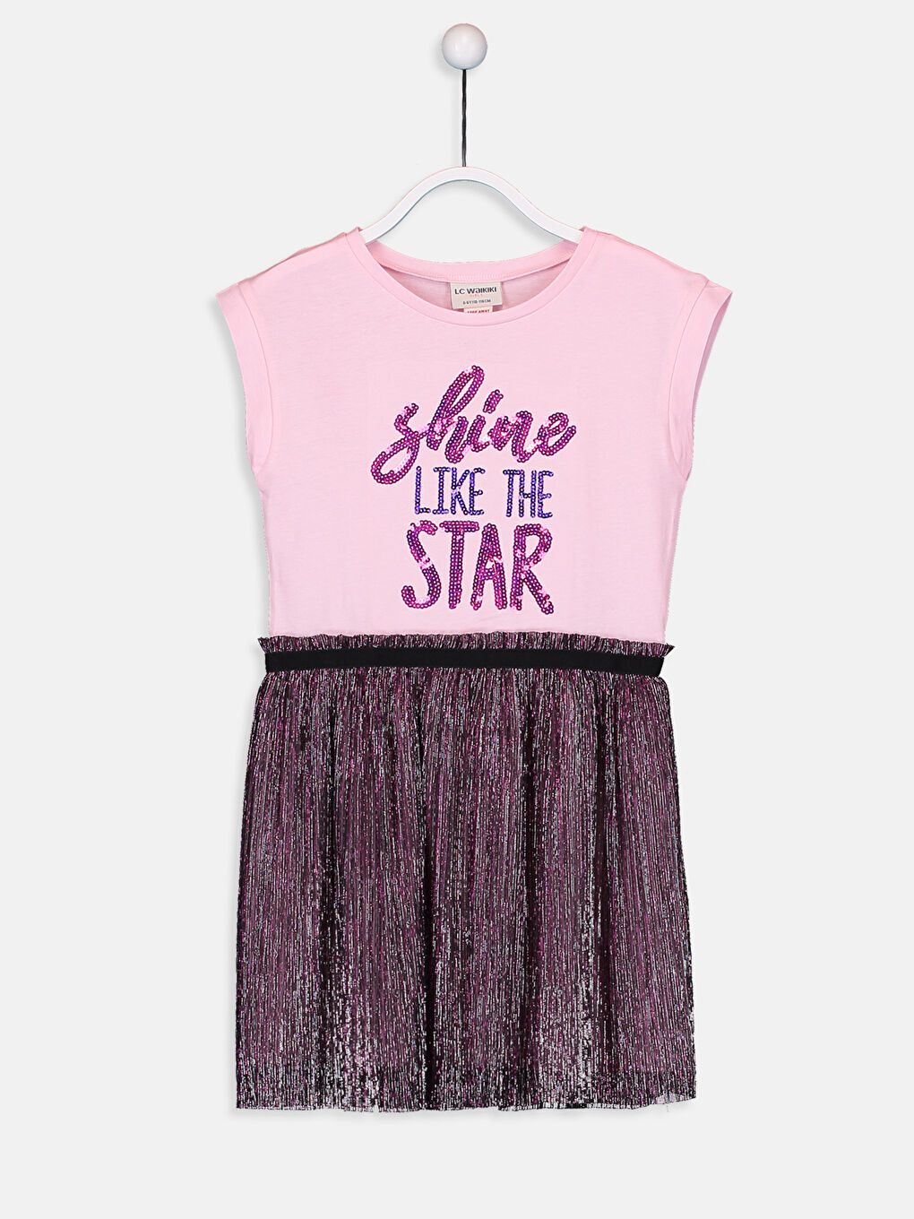 Pembe Bisiklet Yaka Kız Çocuk Elbise