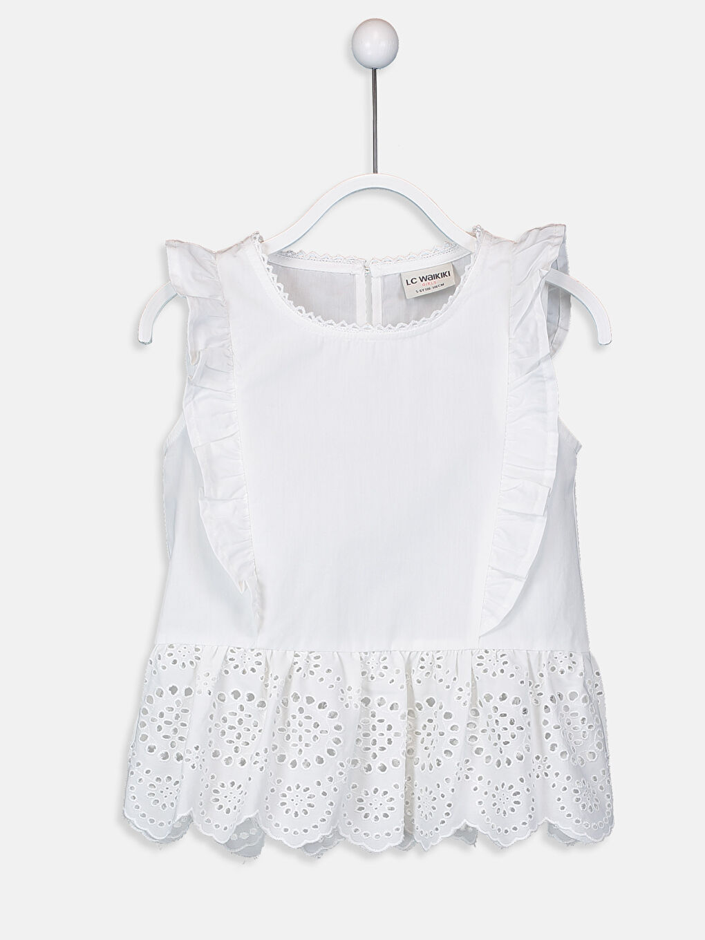 Beyaz Bisiklet Yaka Kız Çocuk Bluz-1