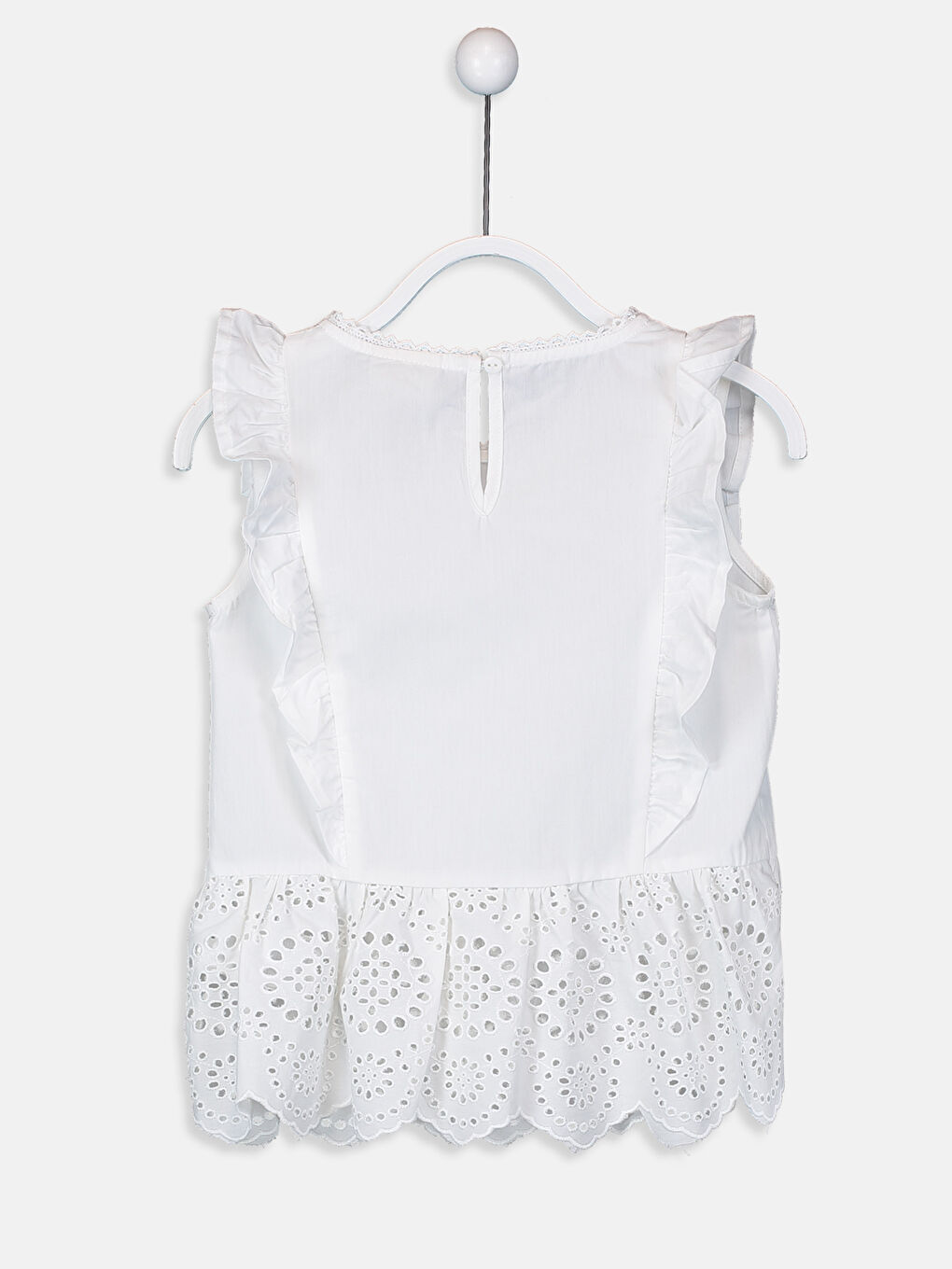 Beyaz Bisiklet Yaka Kız Çocuk Bluz-2