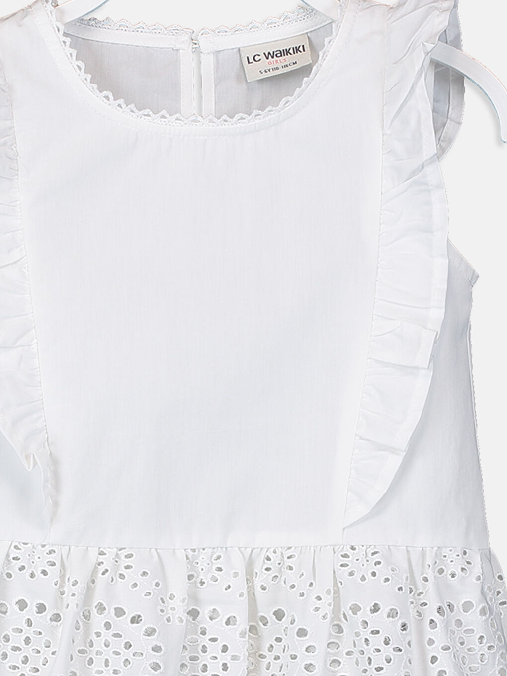 Beyaz Bisiklet Yaka Kız Çocuk Bluz-3