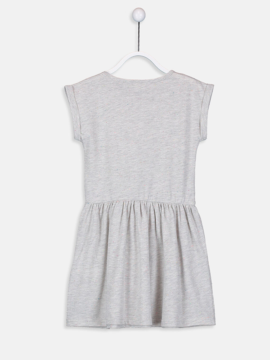 Gri Bisiklet Yaka Kız Çocuk Elbise-1