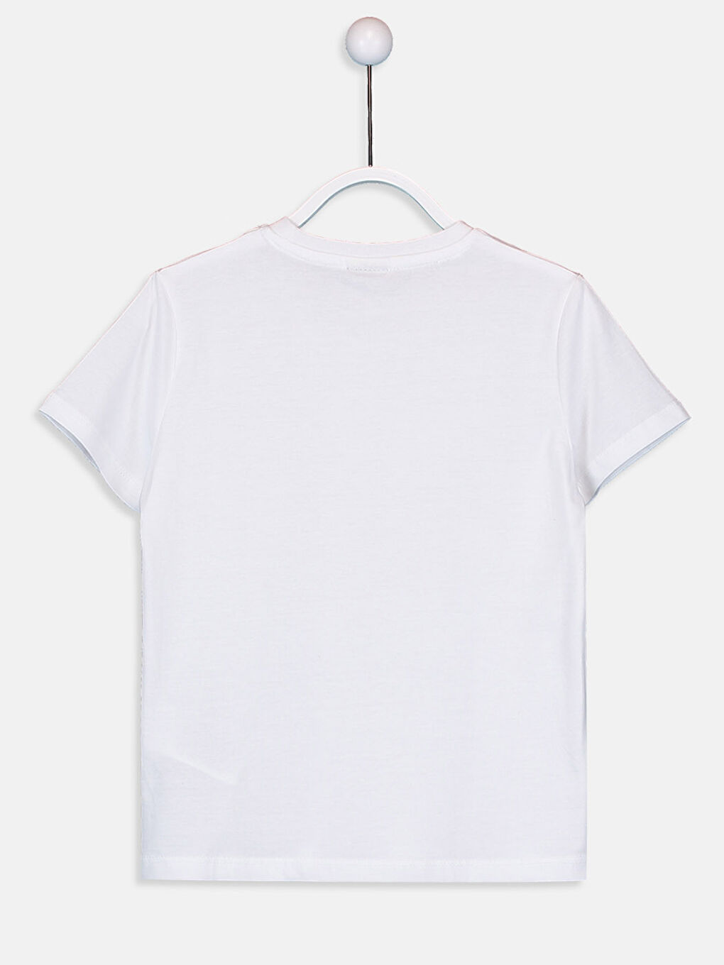 Beyaz Bisiklet Yaka Baskılı Kısa Kollu Erkek Çocuk Tişört-2