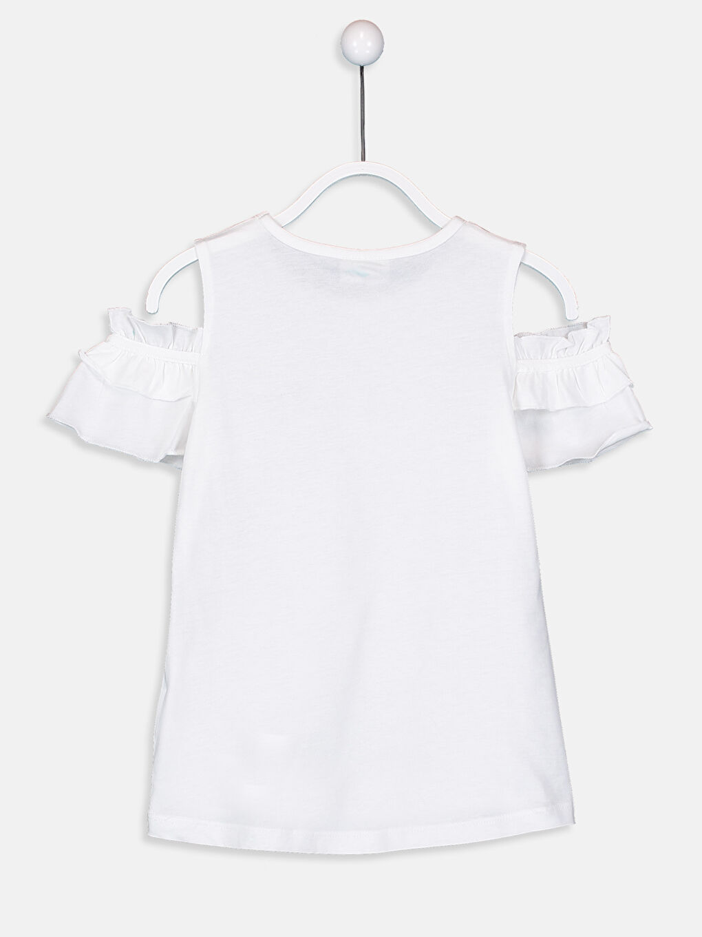 Beyaz Bisiklet Yaka Kısa Kollu Kız Çocuk Tişört-2