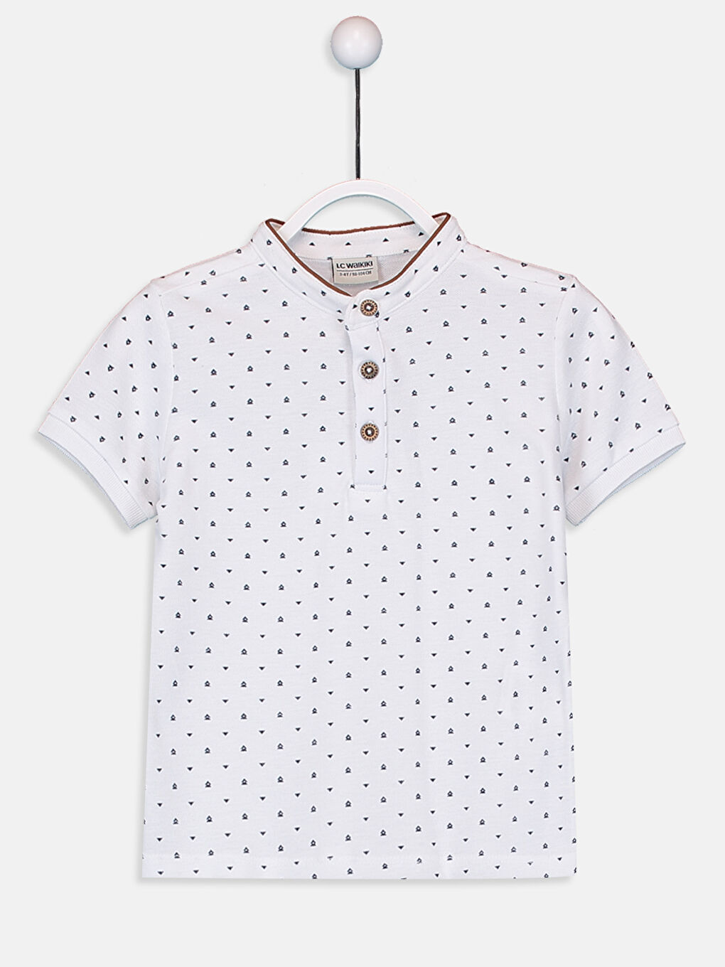 Beyaz Hakim Yaka Kısa Kollu Erkek Çocuk Tişört