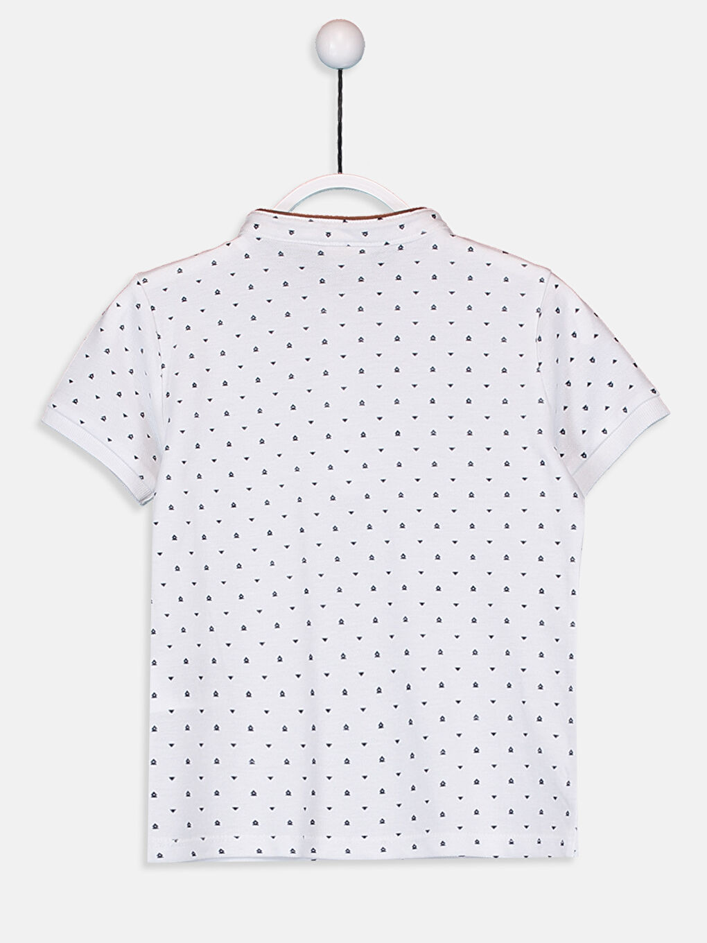 Beyaz Hakim Yaka Kısa Kollu Erkek Çocuk Tişört-1