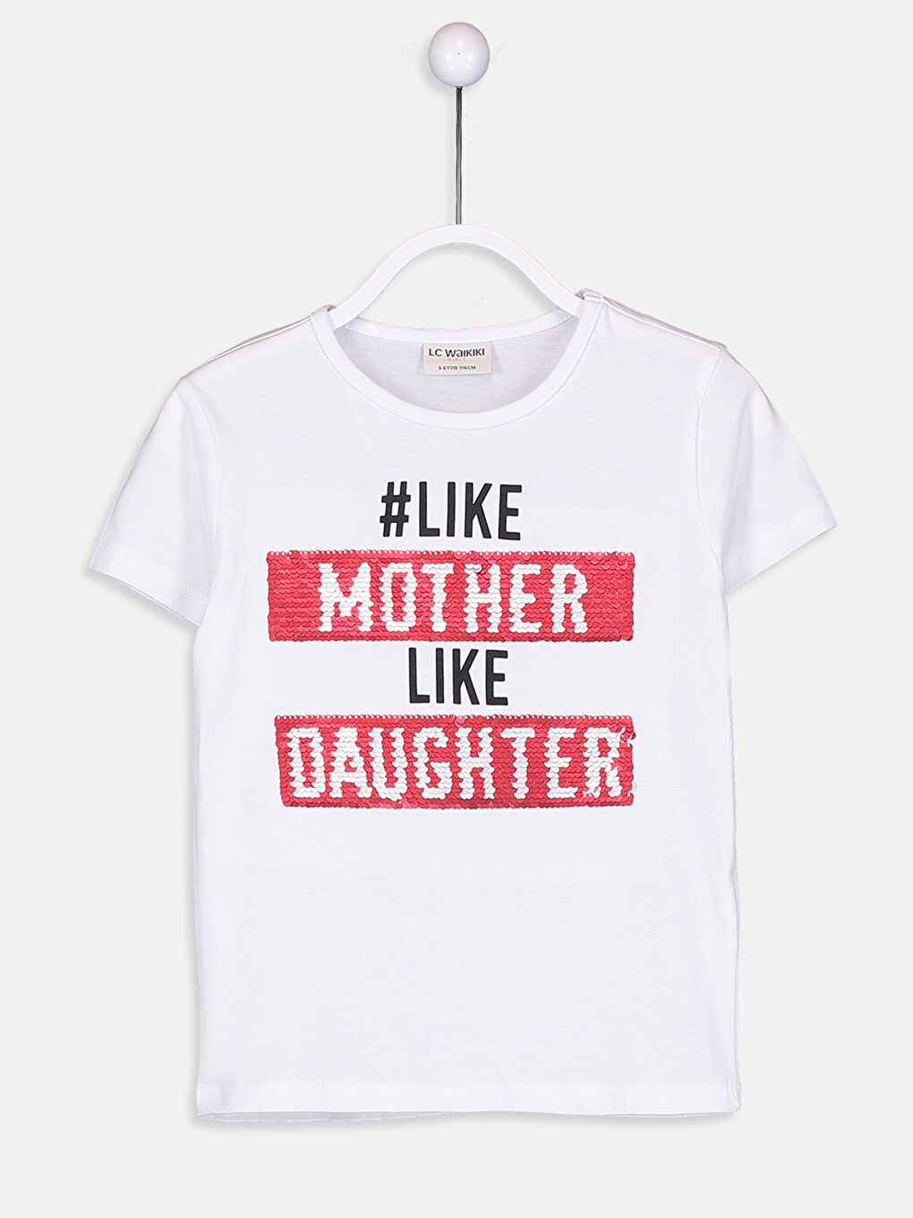 Beyaz Bisiklet Yaka Kısa Kollu Kız Çocuk Tişört-1