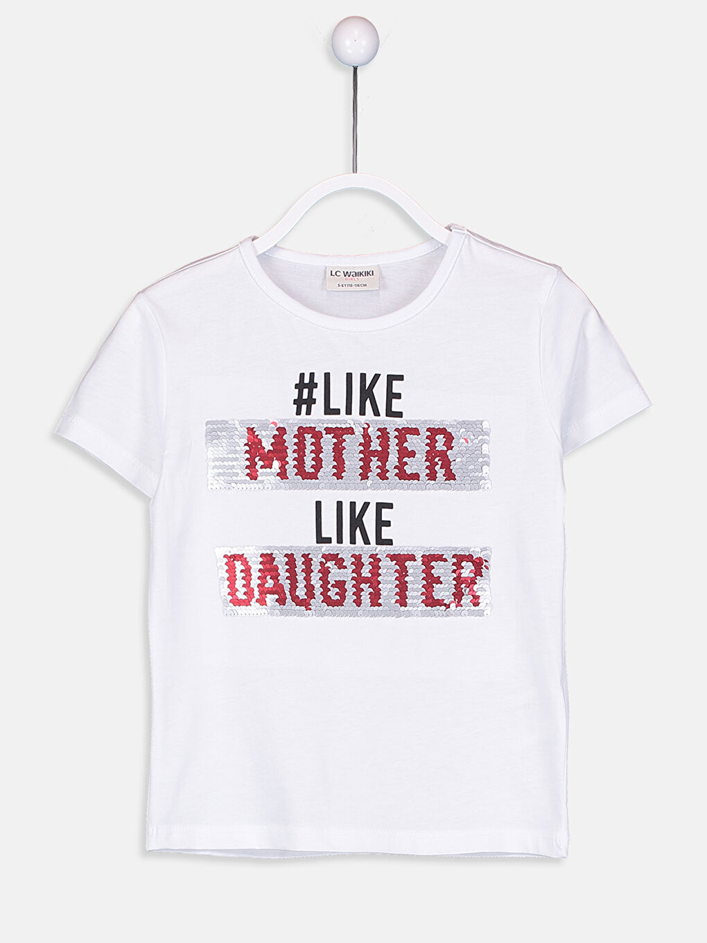 Beyaz Bisiklet Yaka Kısa Kollu Kız Çocuk Tişört-2