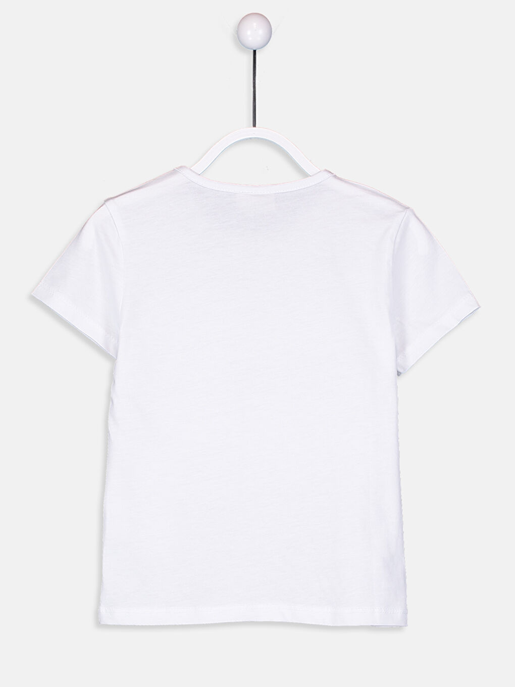 Beyaz Bisiklet Yaka Kısa Kollu Kız Çocuk Tişört-3