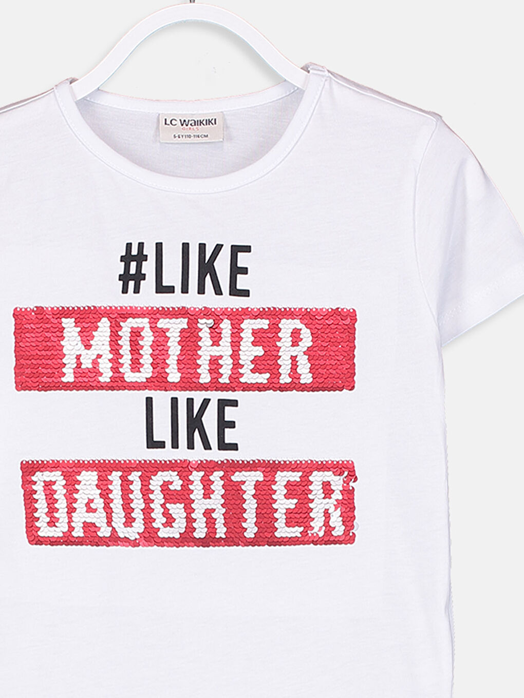 Beyaz Bisiklet Yaka Kısa Kollu Kız Çocuk Tişört-4