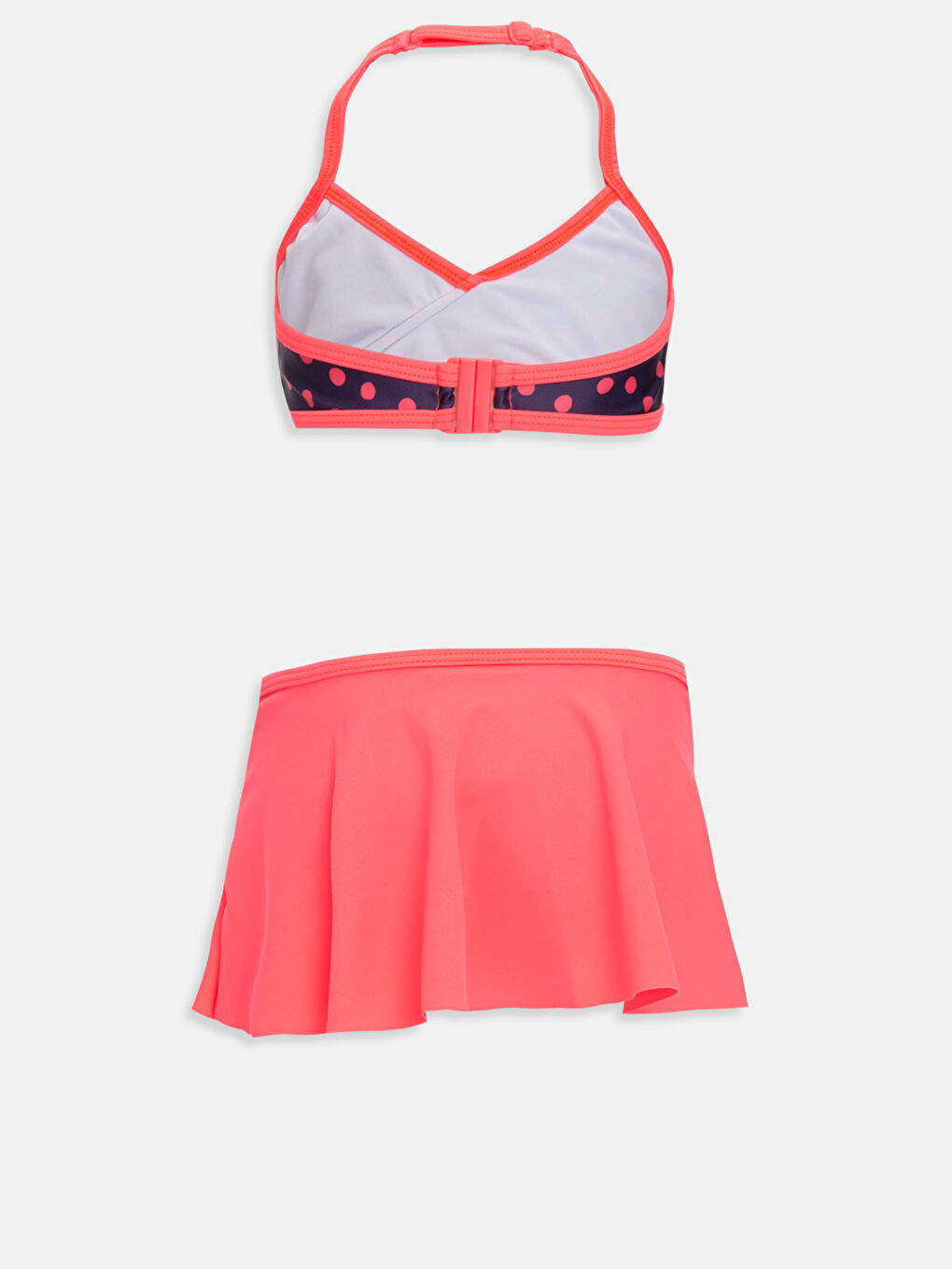 Turuncu Esnek Kumaştan Kız Çocuk Etekli Bikini-1