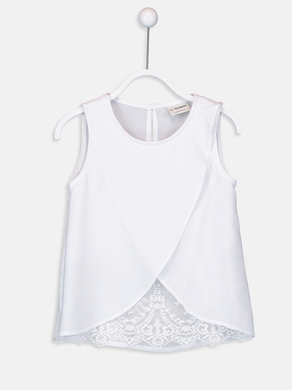 Crew Neck Lace Detailed Girls' Blouse