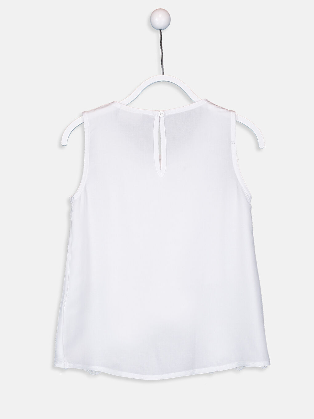 Crew Neck Lace Detailed Girls' Blouse-1