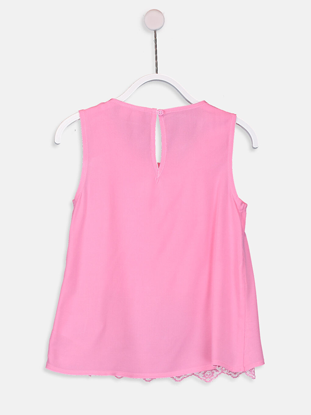 Crew Neck Lace Detailed Girls' Blouse-1