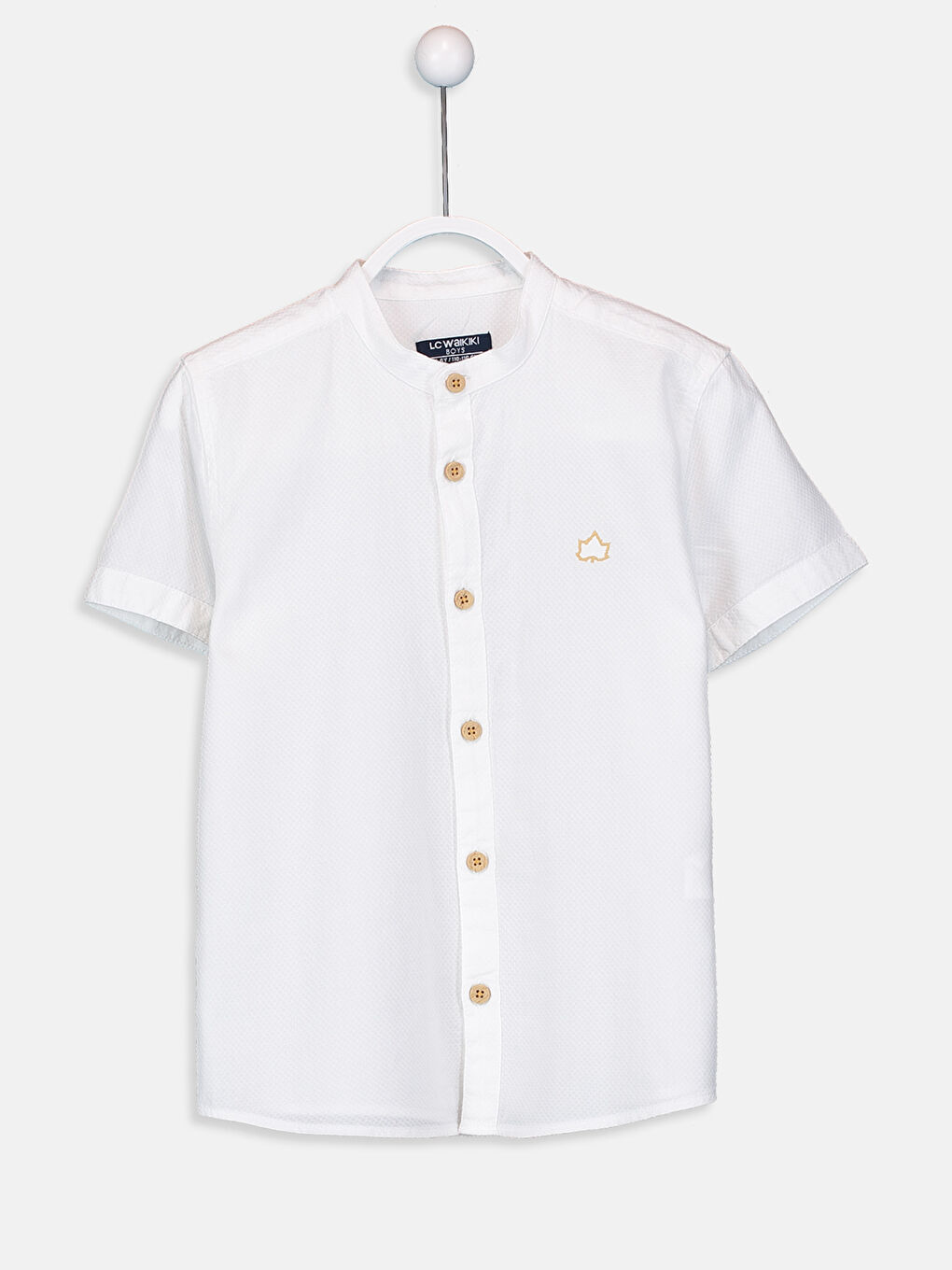 Beyaz Hakim Yaka Basic Kısa Kollu Erkek Çocuk Gömlek