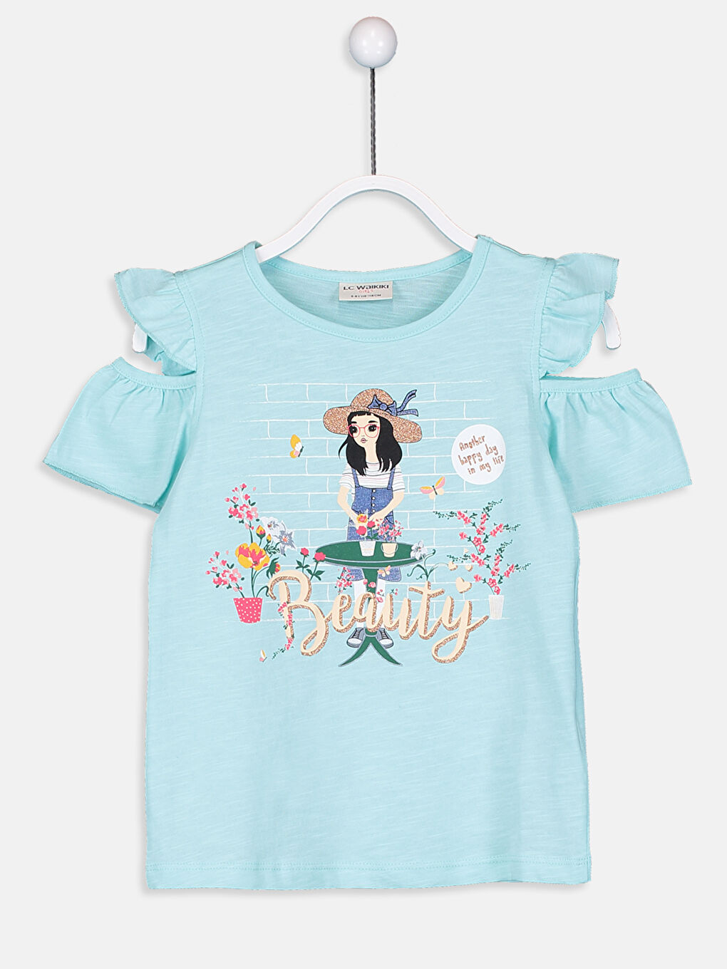 Футболка для дівчаток з круглим вирізом горловини та короткими рукавами