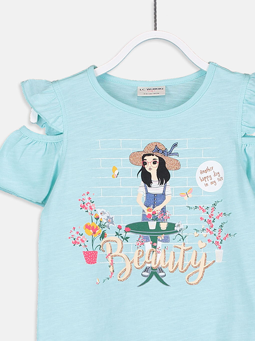 Футболка для дівчаток з круглим вирізом горловини та короткими рукавами-2