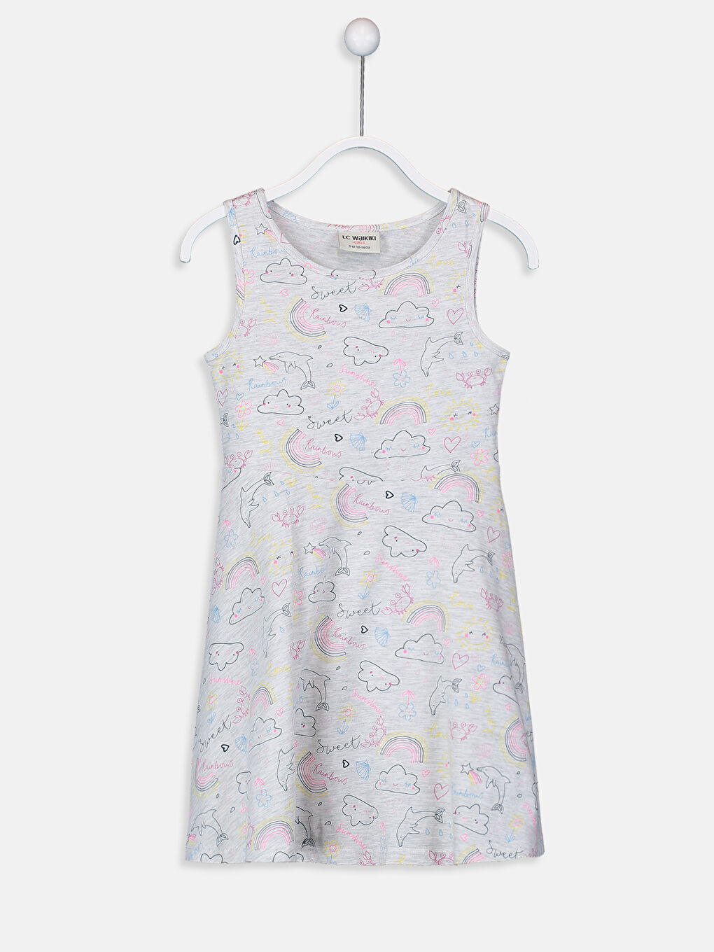 Gri Bisiklet Yaka Pamuklu Kız Çocuk Elbise 2'li-3