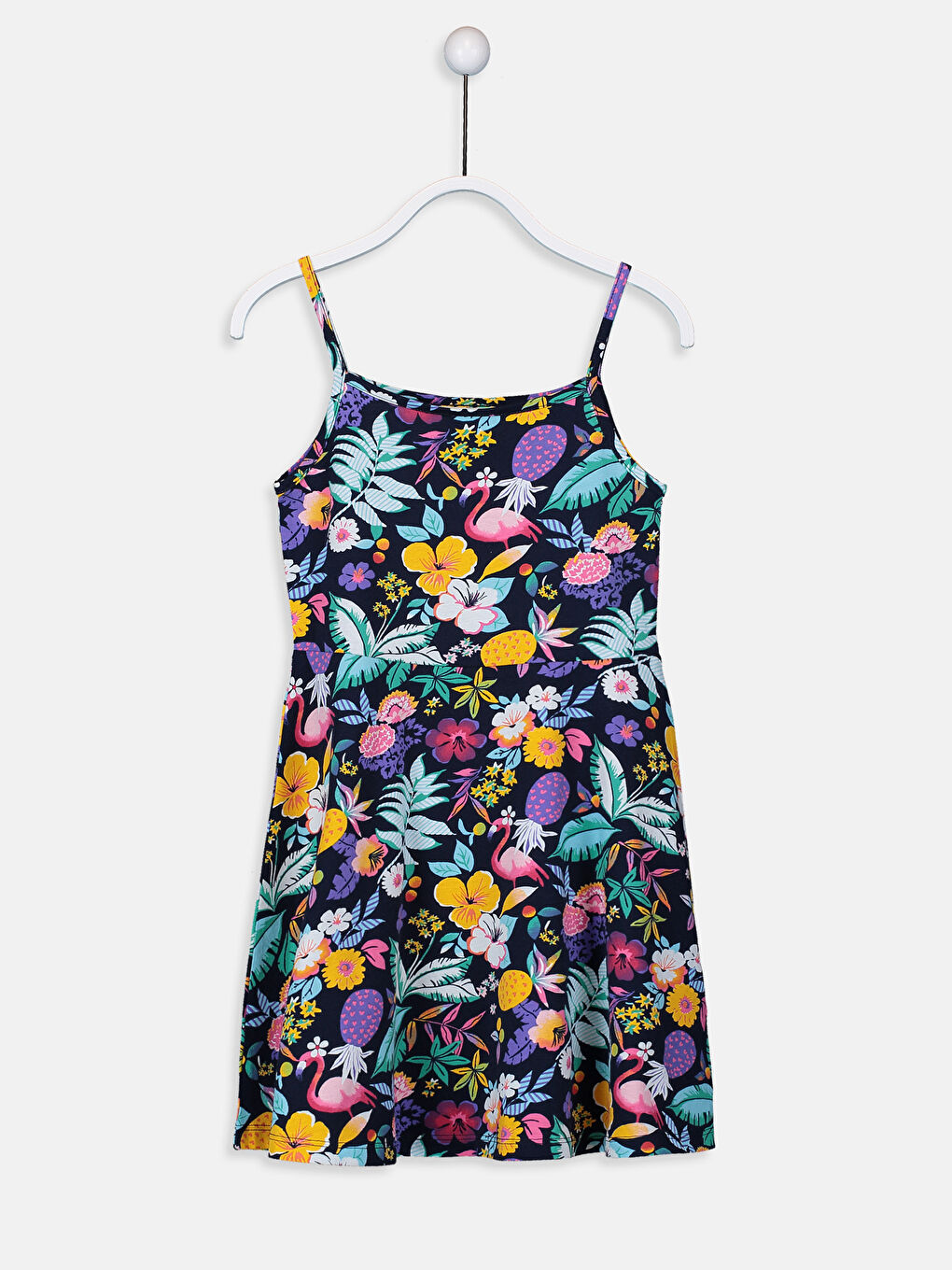 Square Neck Strap Cotton Girl Dress in 2 Pieces-2