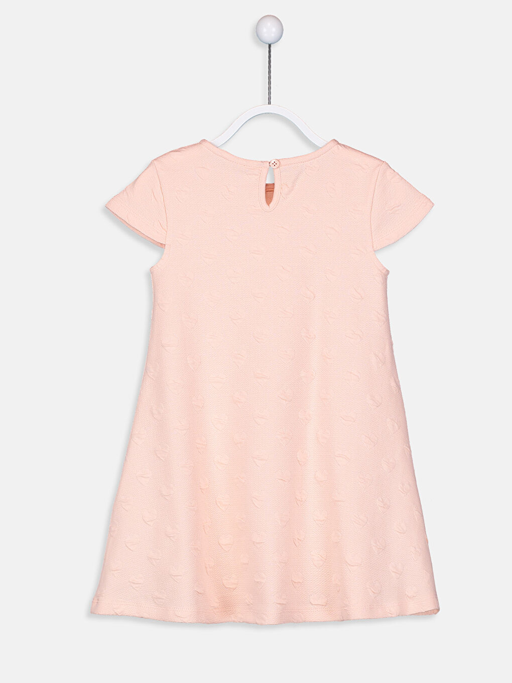 Pembe Bisiklet Yaka Baskılı Kısa Kollu Kız Çocuk Elbise-1