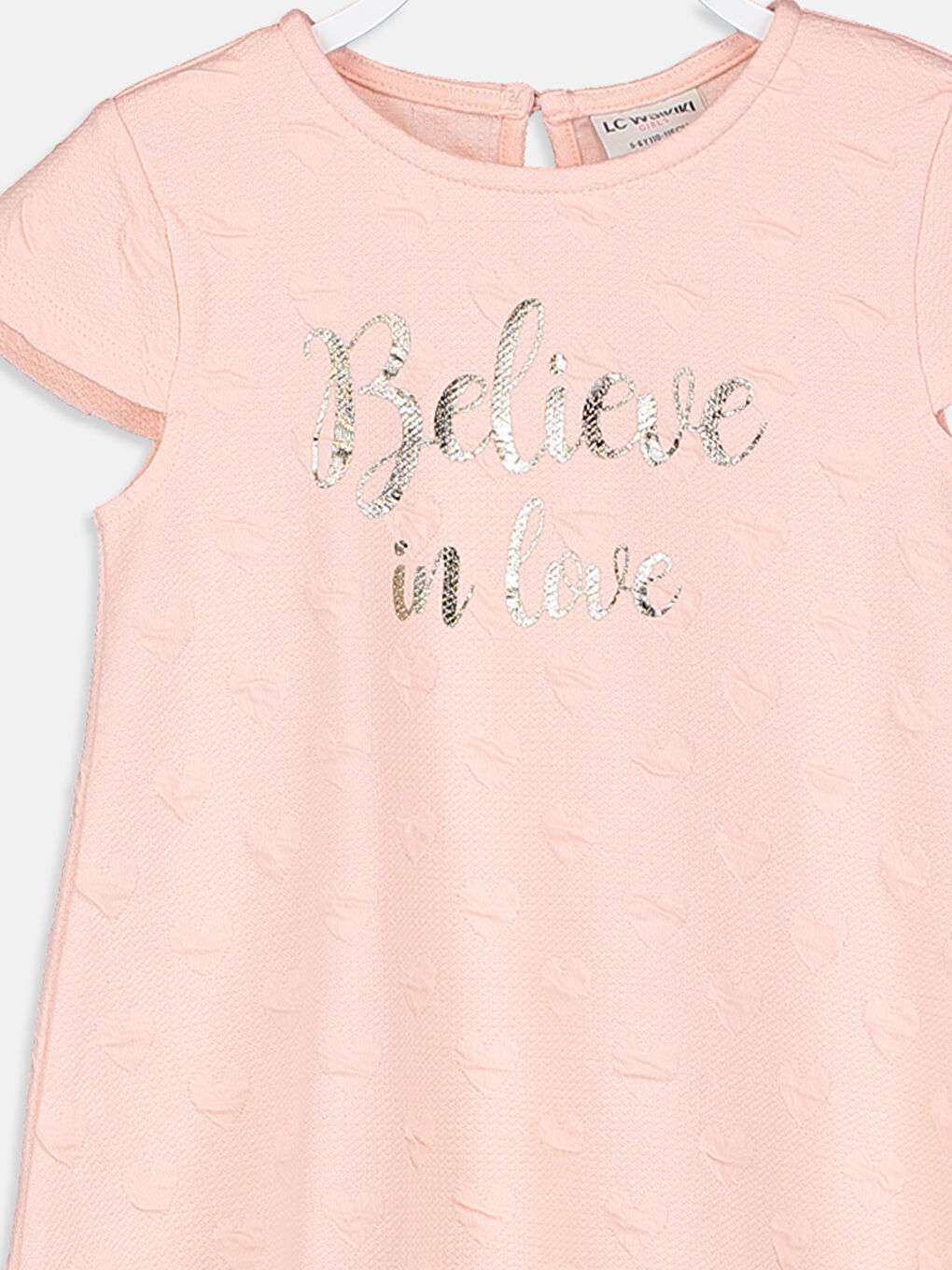 Pembe Bisiklet Yaka Baskılı Kısa Kollu Kız Çocuk Elbise-2