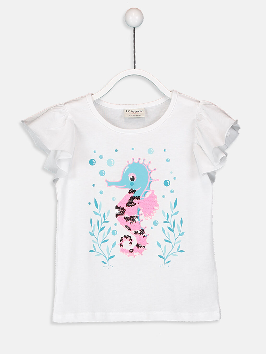 Bisiklet Yaka Kısa Kollu Kız Çocuk Tişört-1