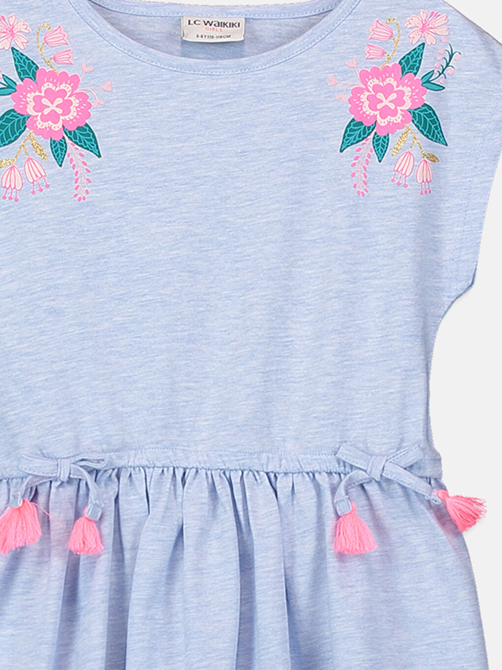 Mavi Bisiklet Yaka Kız Çocuk Elbise-2