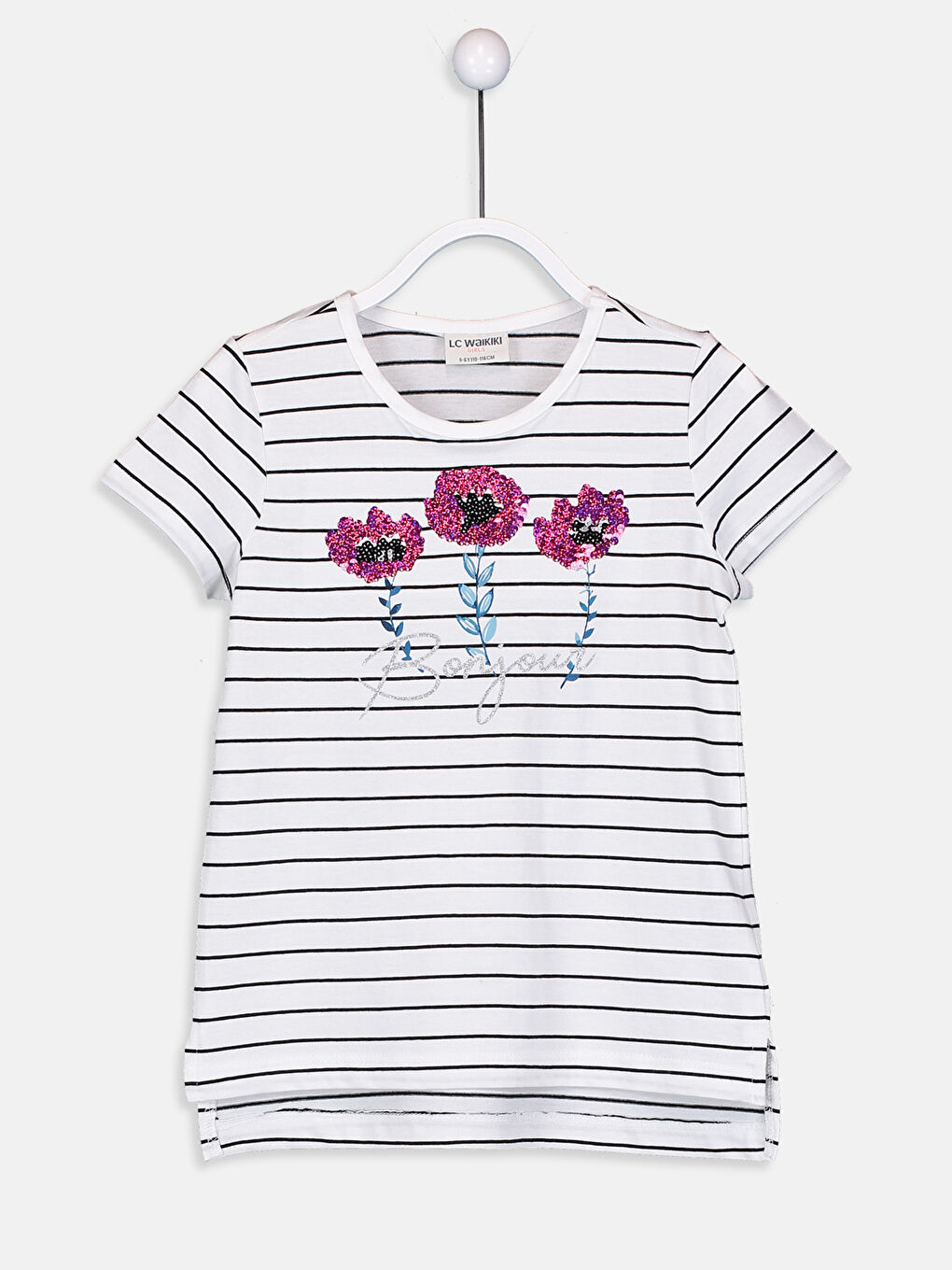 Ekru Çizgili Tişört