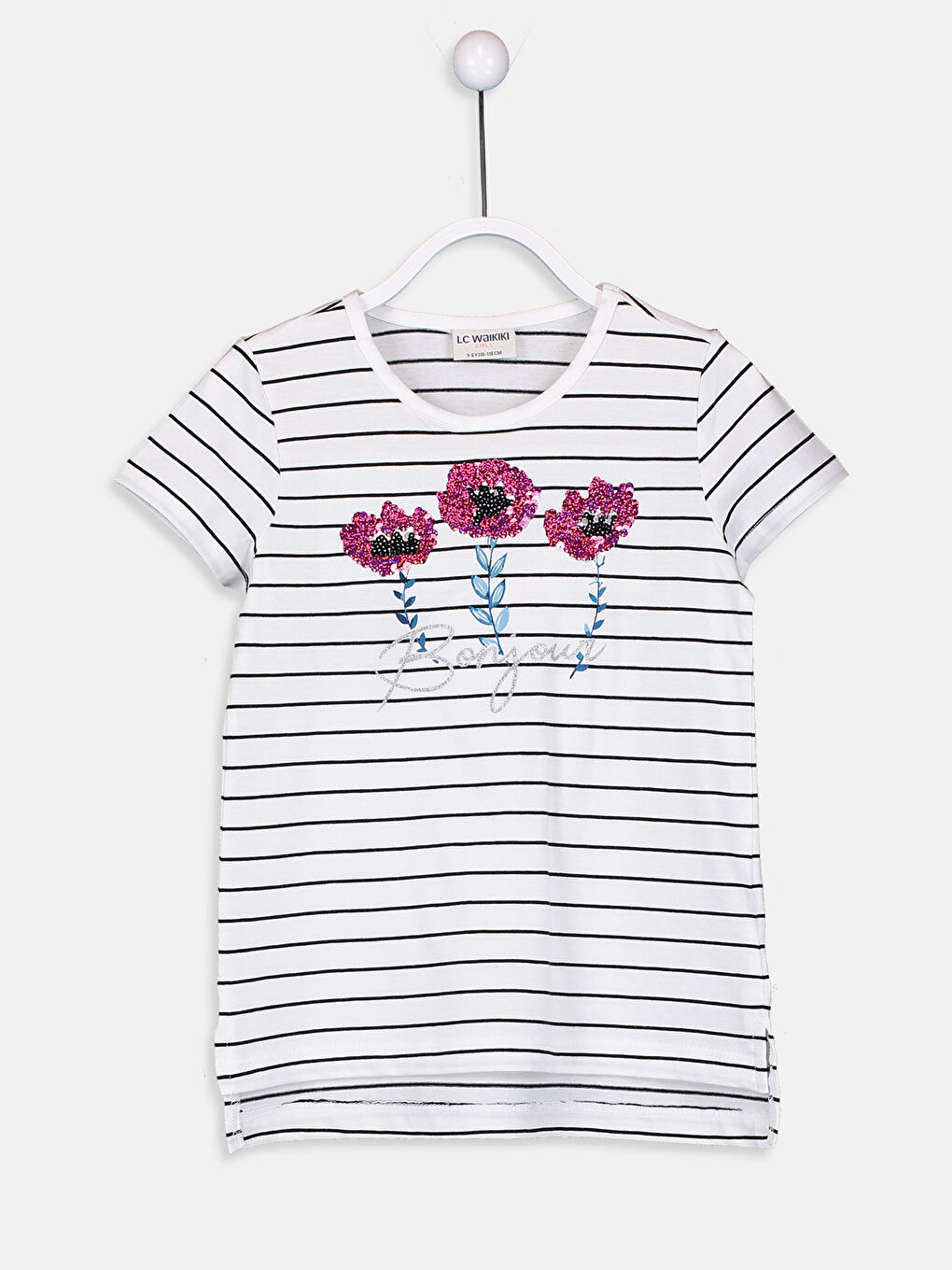 Ekru Çizgili Tişört-1