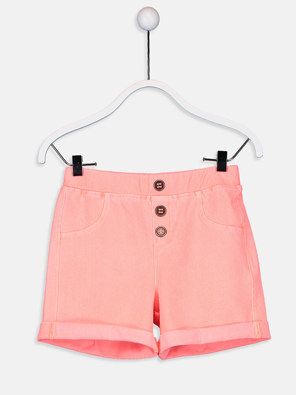 LCW Kids Elastic Waist Button Detailed Girl's Shorts -9SM218Z4-DQN