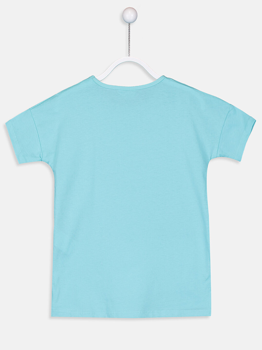 Turkuaz Bisiklet Yaka Kısa Kollu Kız Çocuk Tişört-1