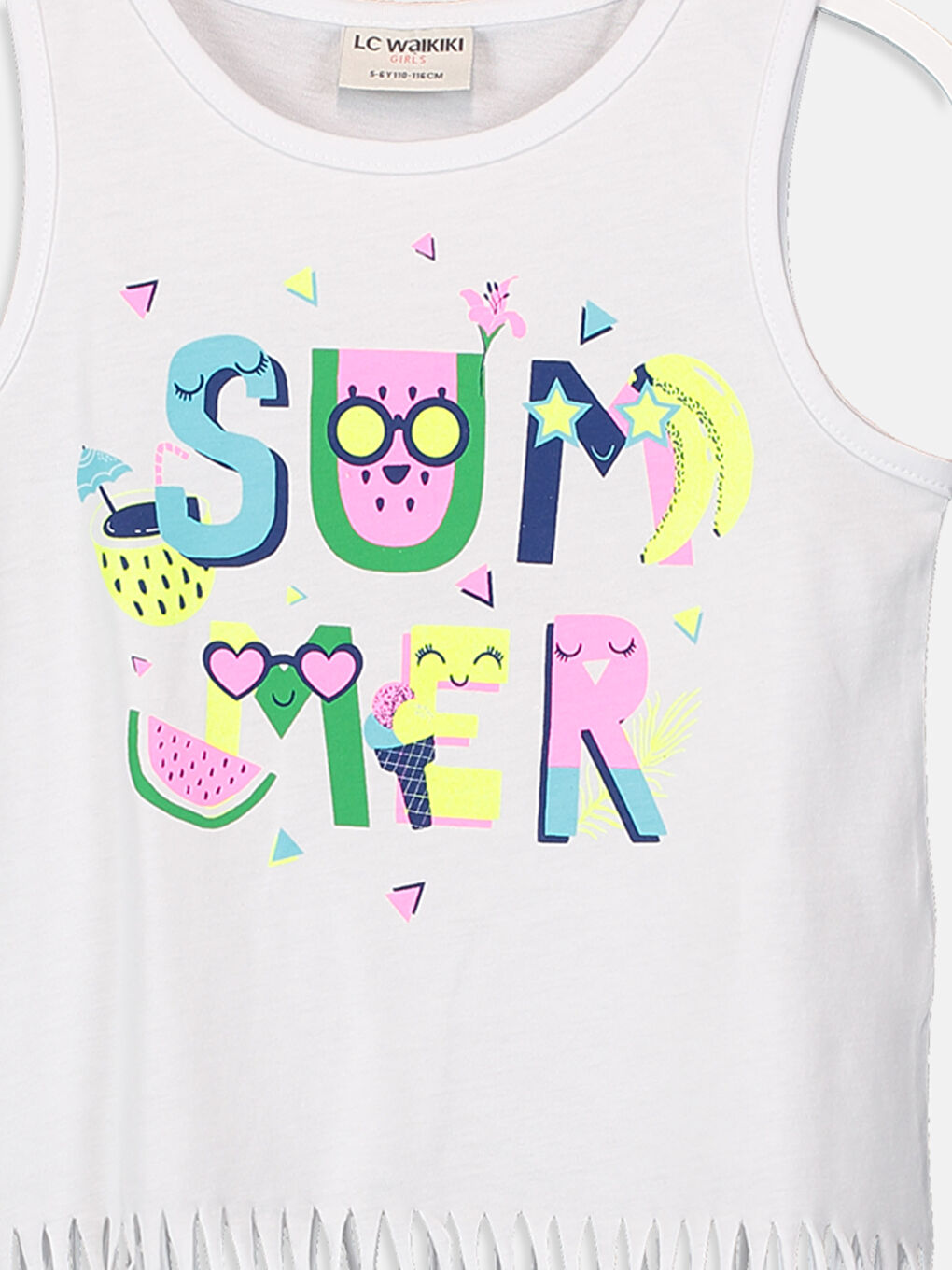 Beyaz Bisiklet Yaka Kız Çocuk Atlet-2