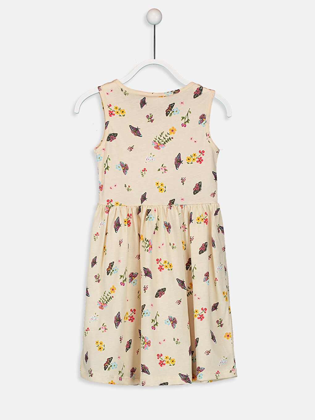 Bej Bisiklet Yaka Kız Çocuk Elbise-1