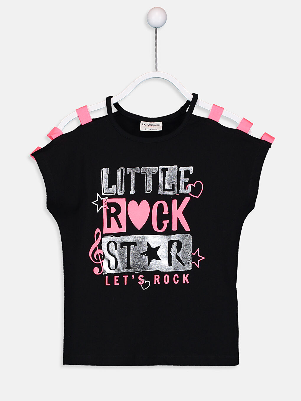 Siyah Bisiklet Yaka Kısa Kollu Kız Çocuk Tişört