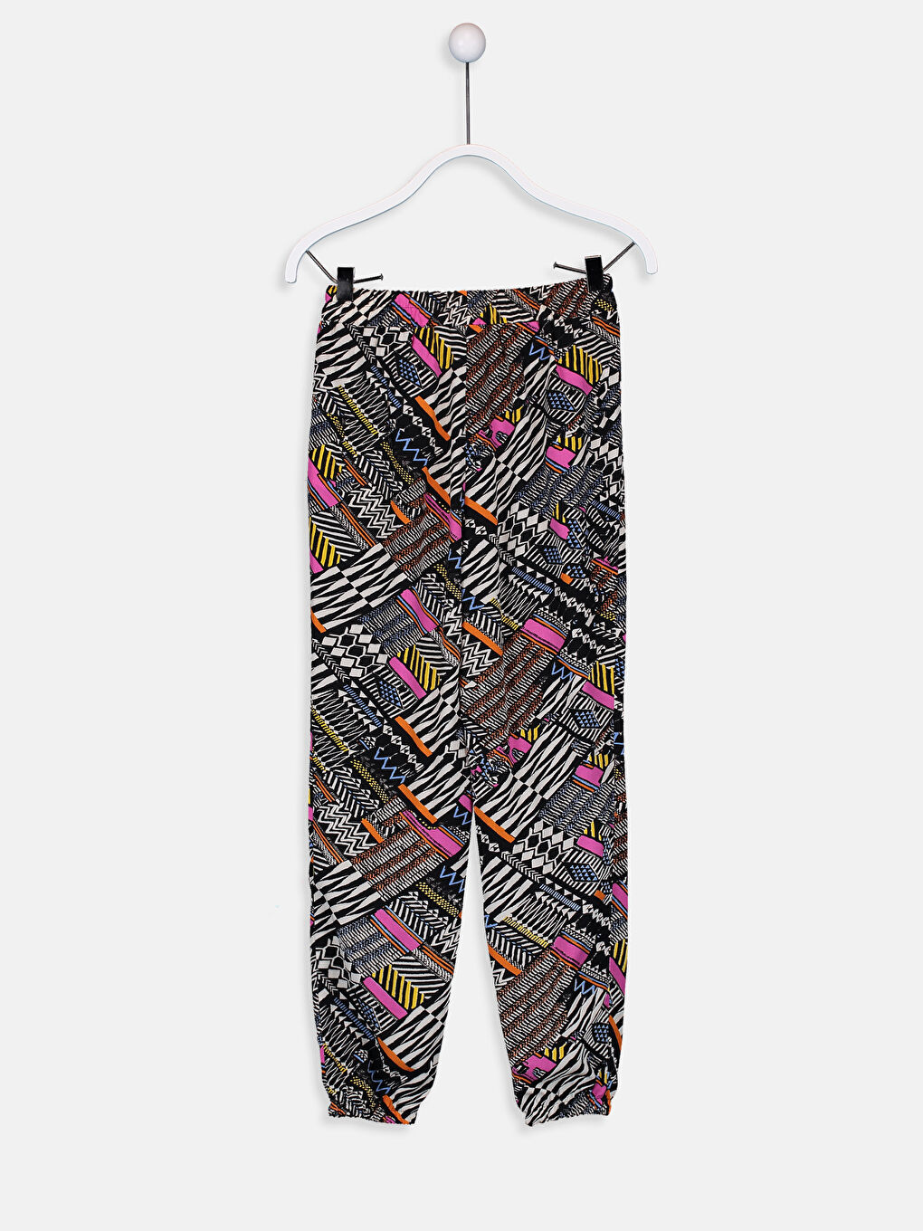 Siyah Beli Lastikli Desenli Kız Çocuk Pantolon-1
