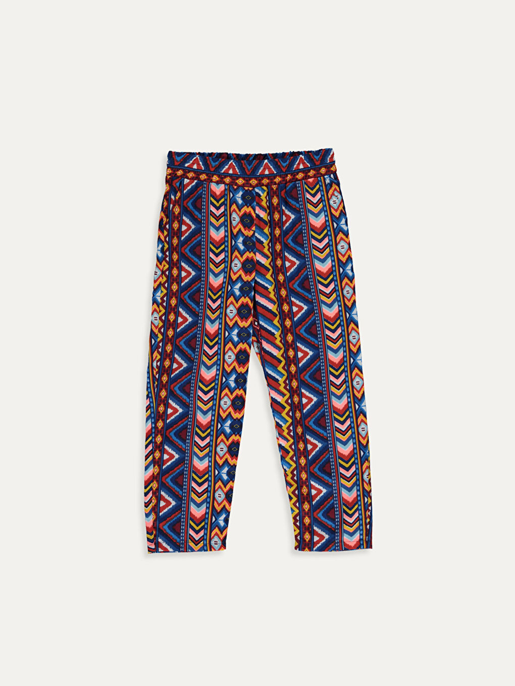 Turuncu Beli Lastikli Desenli Kız Çocuk Pantolon