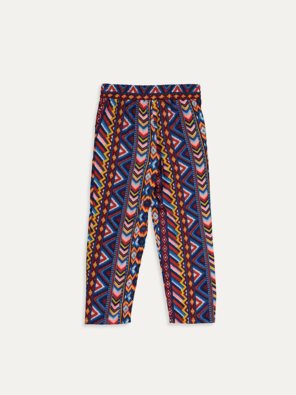 Turuncu Beli Lastikli Desenli Kız Çocuk Pantolon-1