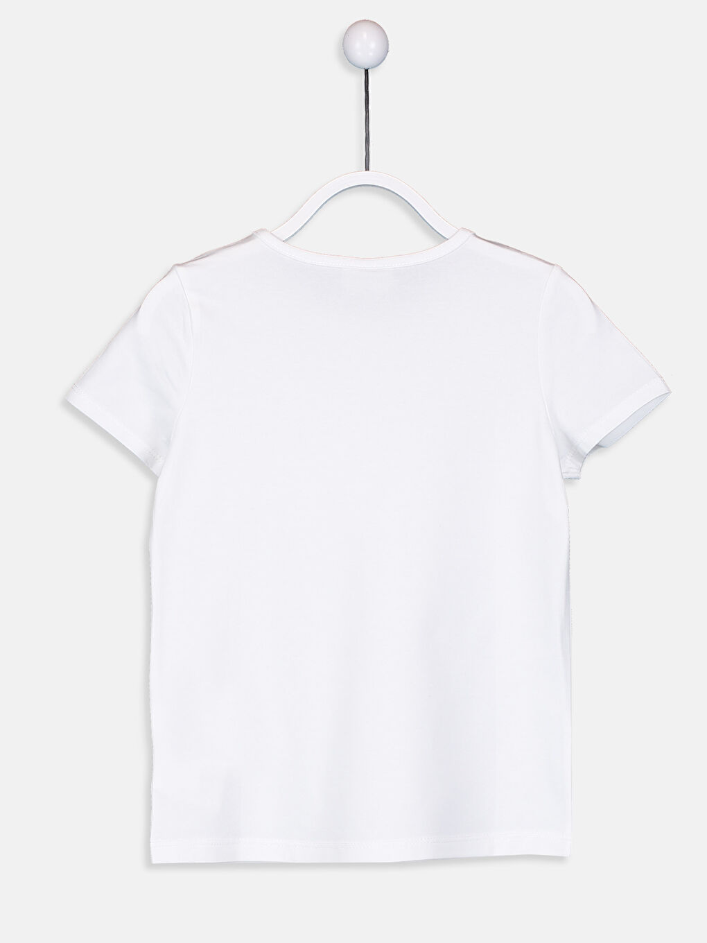 Beyaz Bisiklet Yaka Kısa Kollu Kız Çocuk Tişört-1