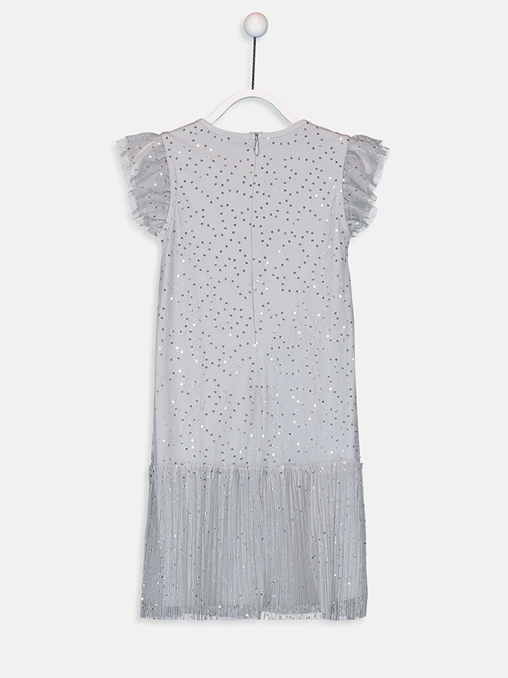 Gri Bisiklet Yaka Kız Çocuk Elbise-1