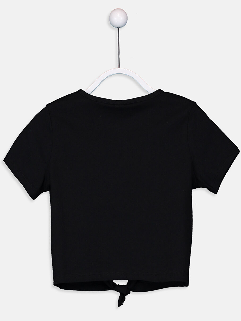 Siyah Bisiklet Yaka Kısa Kollu Kız Çocuk Tişört-1