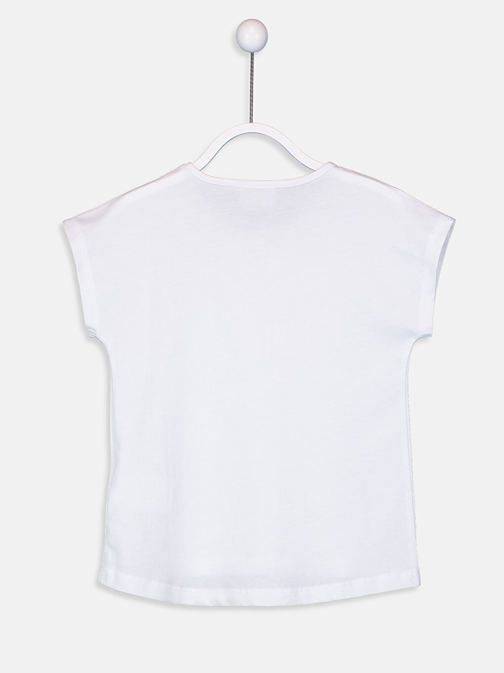 Beyaz Bisiklet Yaka Kısa Kollu Kız Çocuk Tişört-3