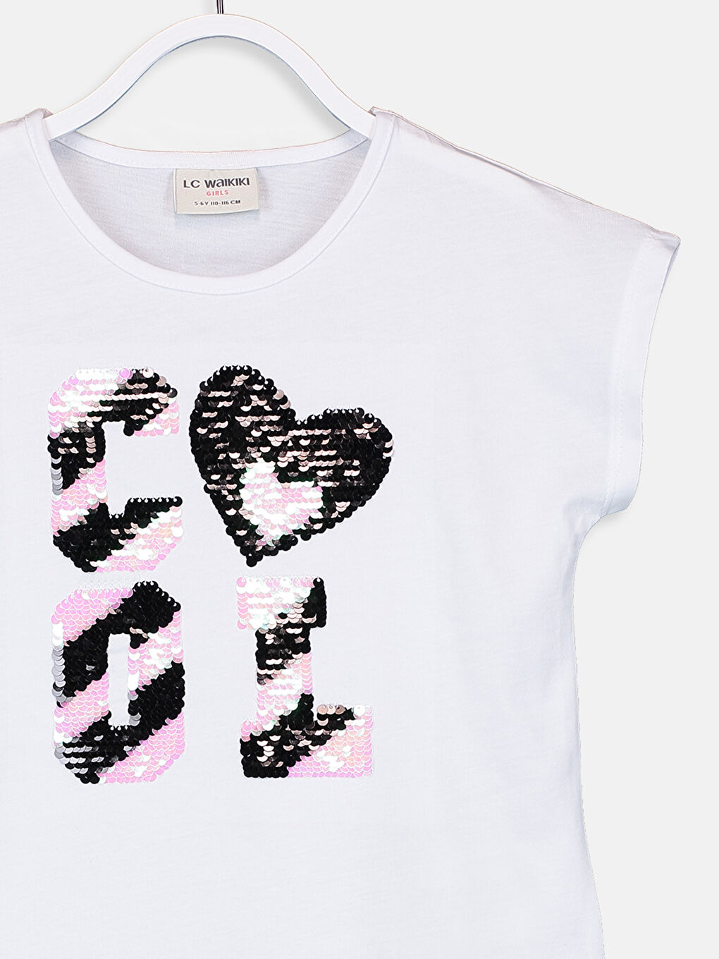 Beyaz Bisiklet Yaka Kısa Kollu Kız Çocuk Tişört-4