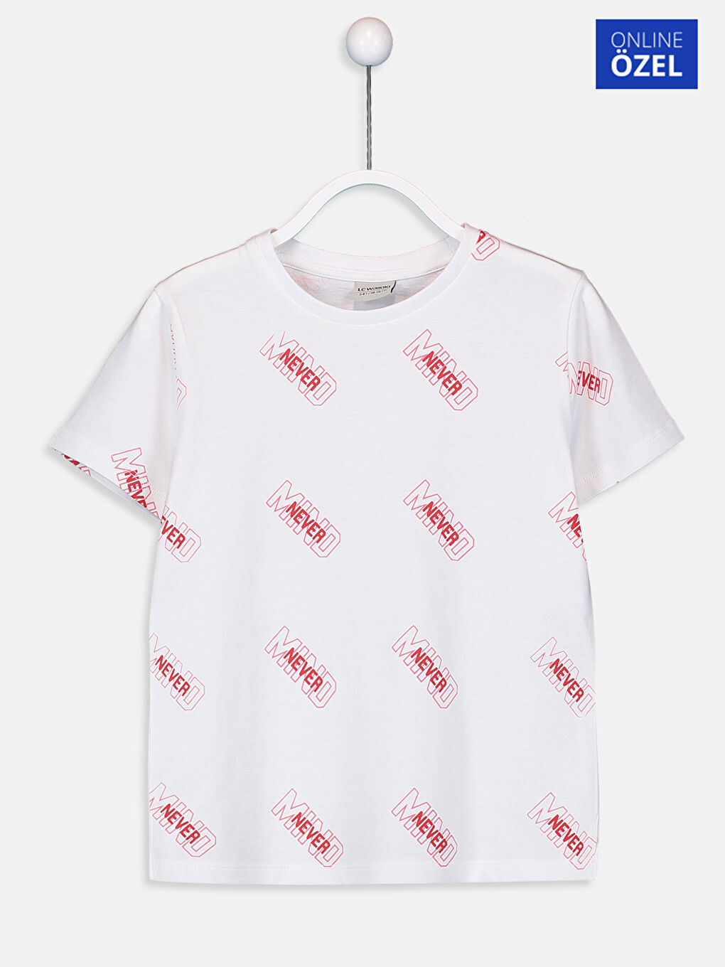 Beyaz Bisiklet Yaka Kısa Kollu Erkek Çocuk Tişört