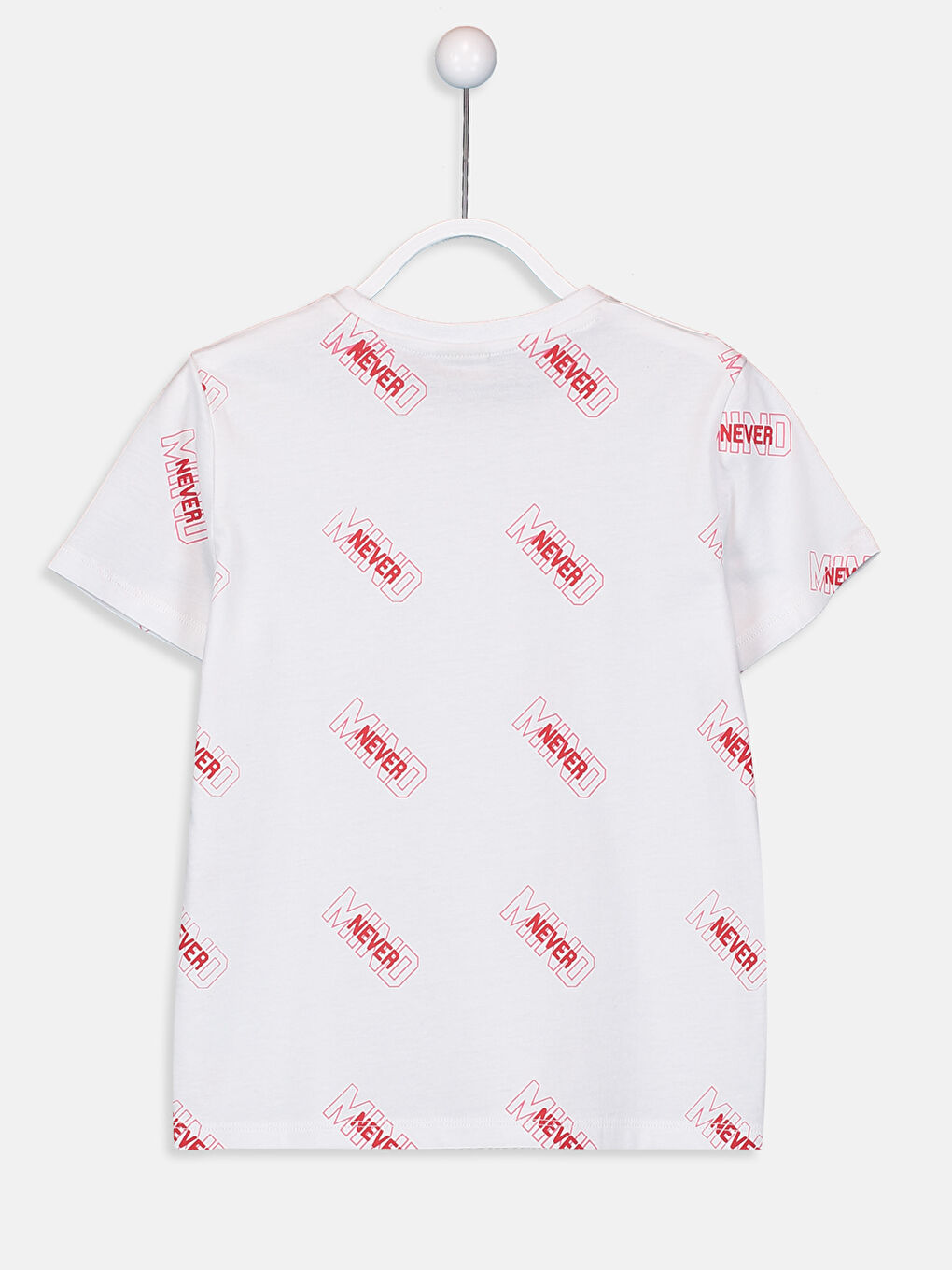 Beyaz Bisiklet Yaka Kısa Kollu Erkek Çocuk Tişört-1