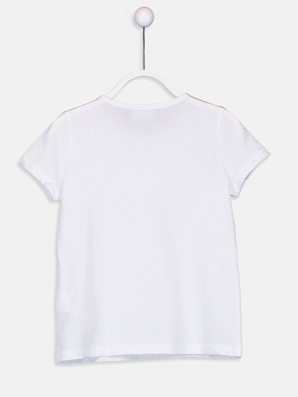 Beyaz Bisiklet Yaka Kısa Kollu Kız Çocuk Tişört-1