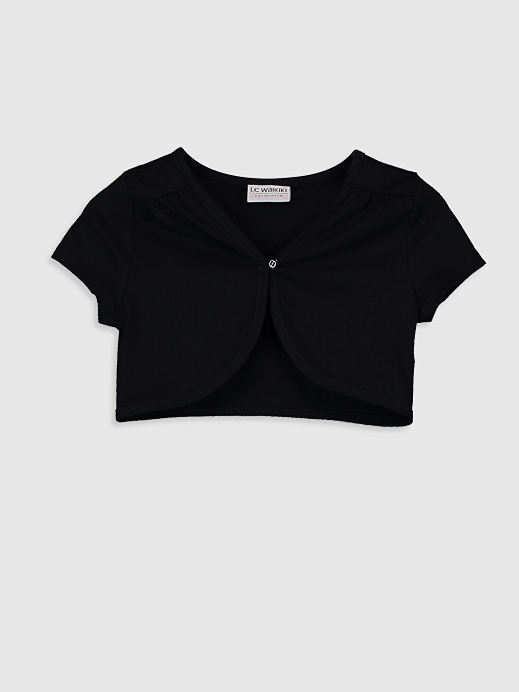 Siyah Bisiklet Yaka Baskılı Pamuklu Kız Çocuk Elbise ve Bolero-3