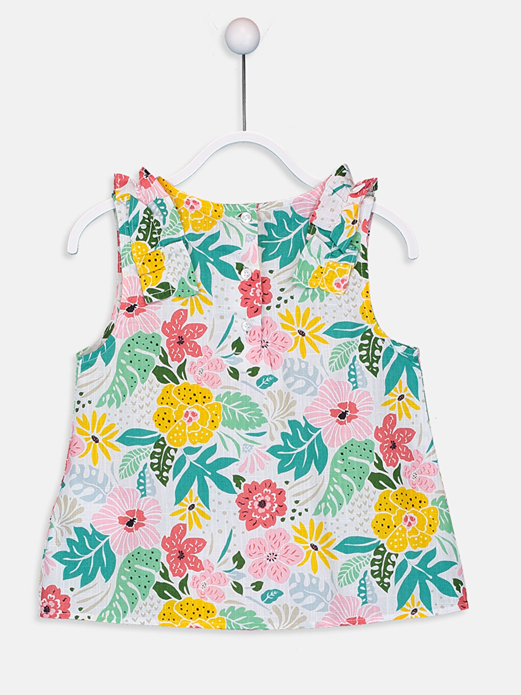 Crew Neck Floral Print Cotton Girl Blouse-1